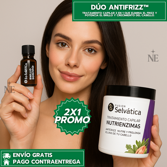 Oferta Especial 2x1: Duo Antifrizz™ - Tratamiento Capilar que Elimina el Frizz y Potencia el Brillo y Crecimiento del Cabello.