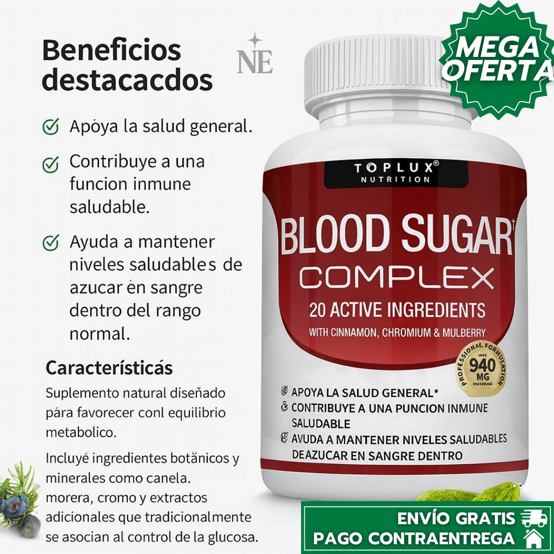 Blood Sugar Complex™: Suplemento Natural para Mantener Niveles Saludables de Azúcar en Sangre