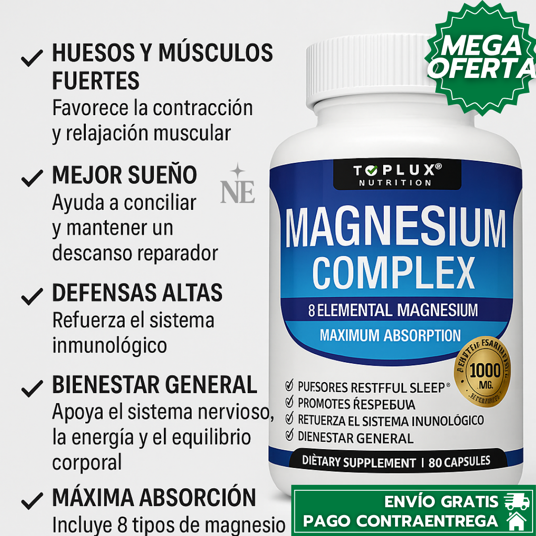 Magnesium Complex™: Suplemento Avanzado con 8 Tipos de Magnesio para Fortalecer Músculos, Mejorar el Sueño y Potenciar el Bienestar Integral