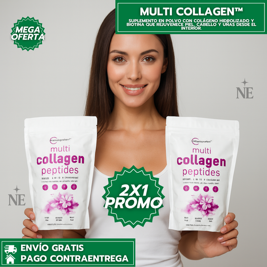 Oferta Especial 2x1: Multicollagen™: Suplemento de Colágeno y Biotina para Piel, Cabello y Uñas Radiantes.