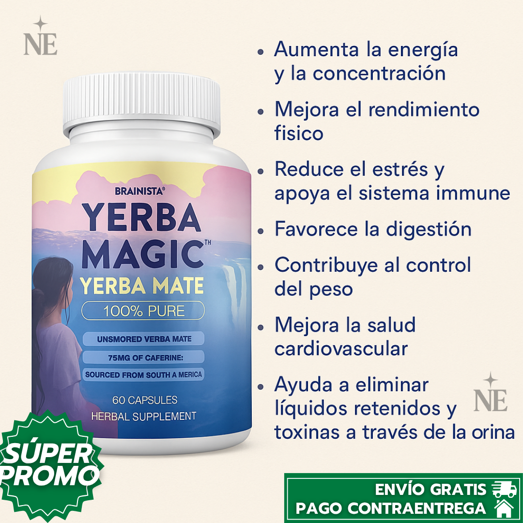 Oferta Especial 2x1: Yerba Magic™ - Cápsulas de Yerba Mate con Cafeína Natural para Energía y Enfoque Sostenido
