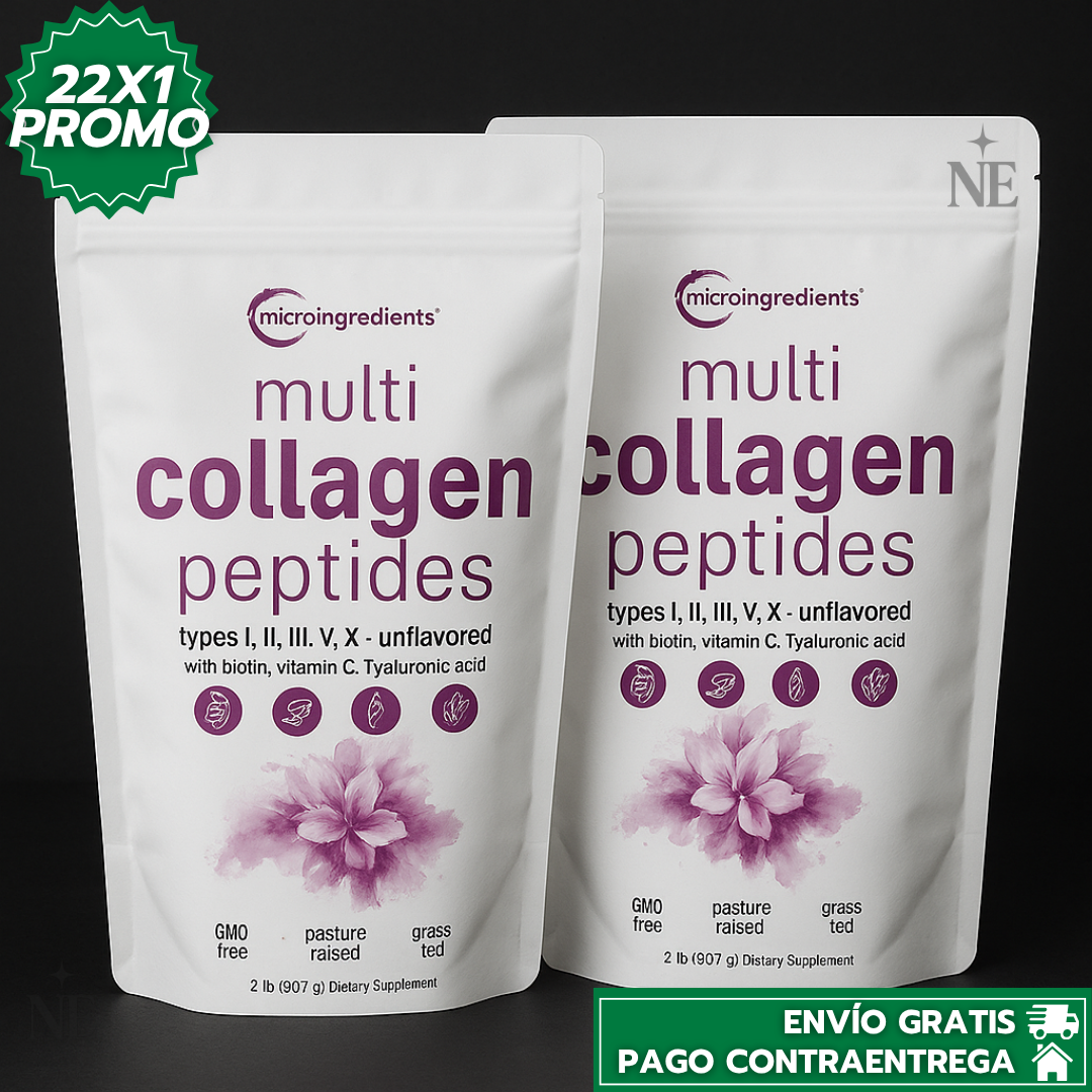 Oferta Especial 2x1: Multicollagen™: Suplemento de Colágeno y Biotina para Piel, Cabello y Uñas Radiantes.
