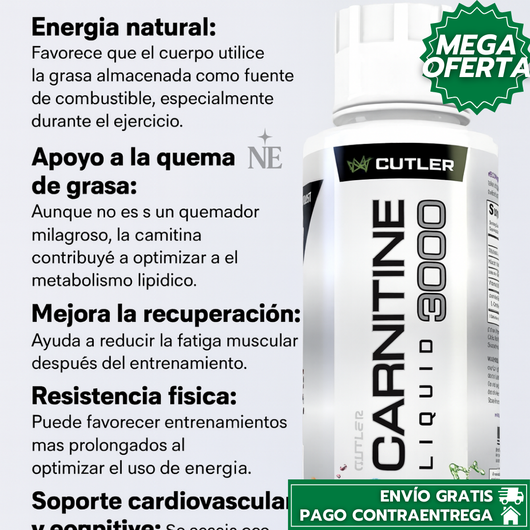 Liquid Carnitine 3000™: Suplemento Líquido de L-Carnitina para Energía, Quema de Grasa y Rendimiento Deportivo.