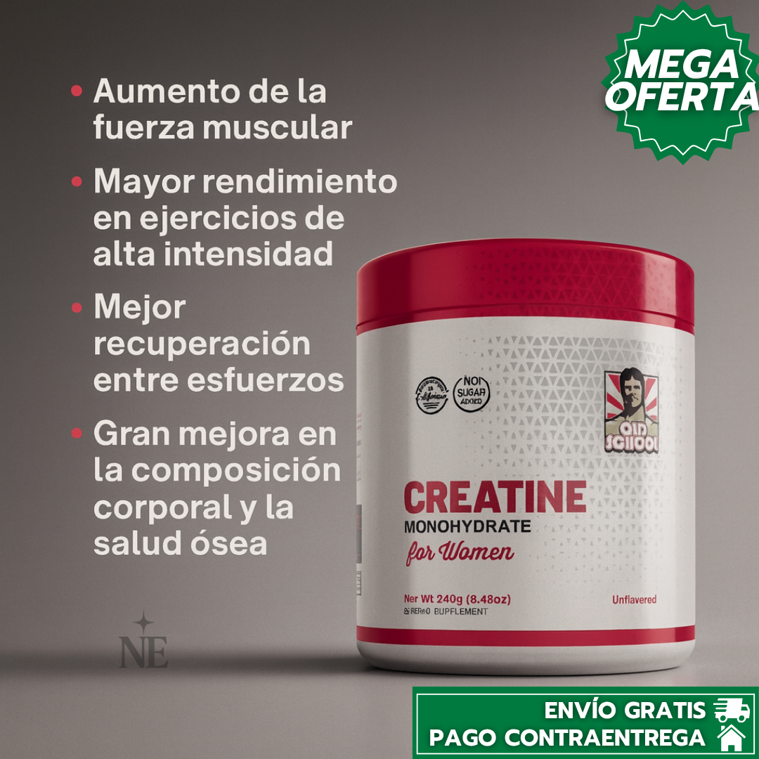 Old School Creatina™: Creatina en Polvo para Mujeres Especial BBL para Aumentar Glúteos y Busto
