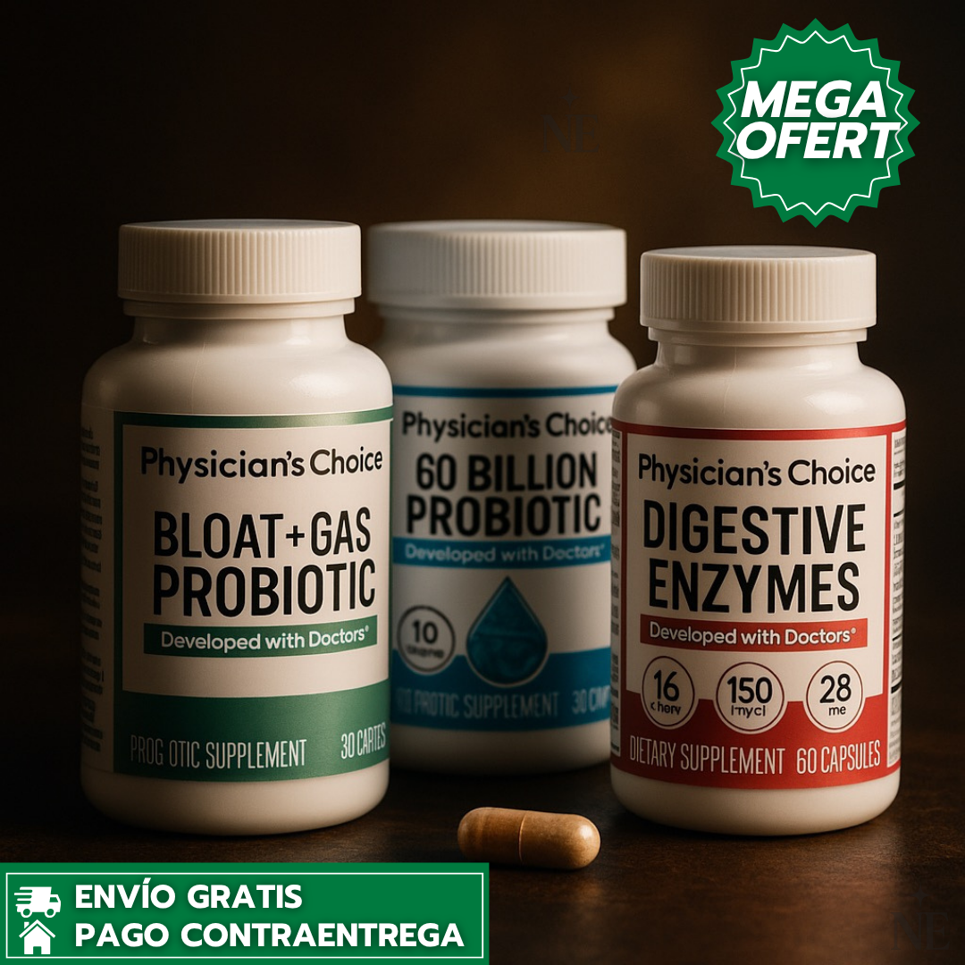 Oferta Especial 3x1: Physician's CHOICE Paquete™ - Paquete Digestivo Total con Probióticos, Enzimas y Alivio de Hinchazón