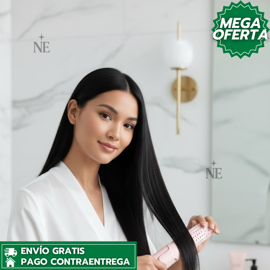 L'ange Hair Le Duo 360°: Herramienta 2-en-1 que alisa y riza con flujo de aire frío, fijando el peinado y eliminando el frizz