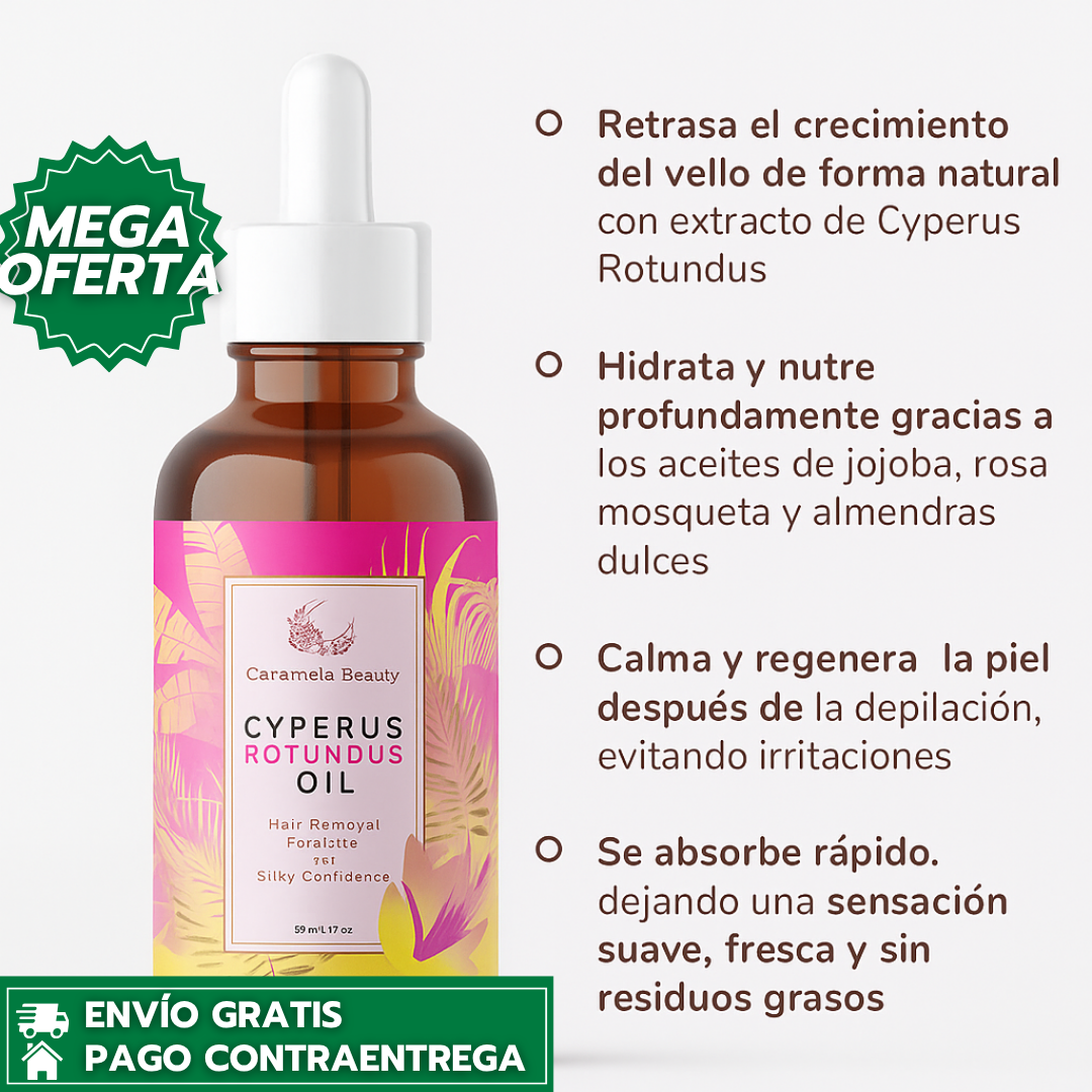 Cyperus Rotundus Oil™: Aceite Inhibidor Natural del Vello que Suaviza y Reduce el Crecimiento en Mujeres