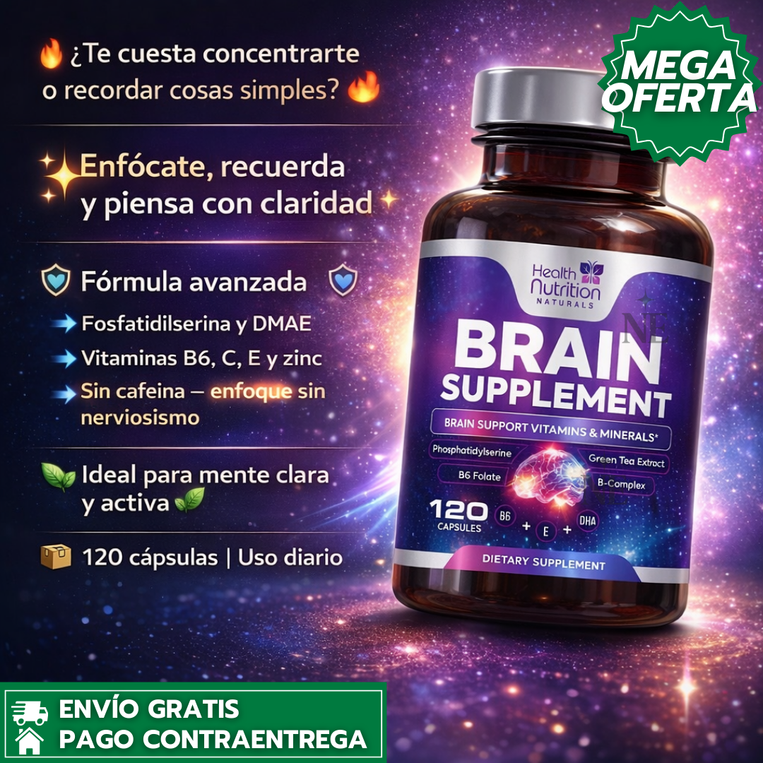 BRAIN SUPPLEMENT™: Suplemento Natural en Cápsulas que Potencia la Memoria, la Claridad Mental y el Enfoque Diario sin Cafeína