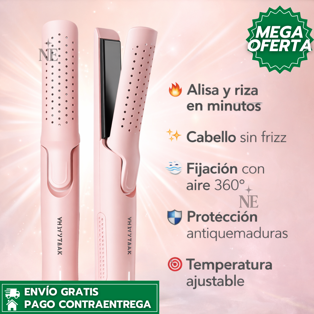 L'ange Hair Le Duo 360°: Herramienta 2-en-1 que alisa y riza con flujo de aire frío, fijando el peinado y eliminando el frizz