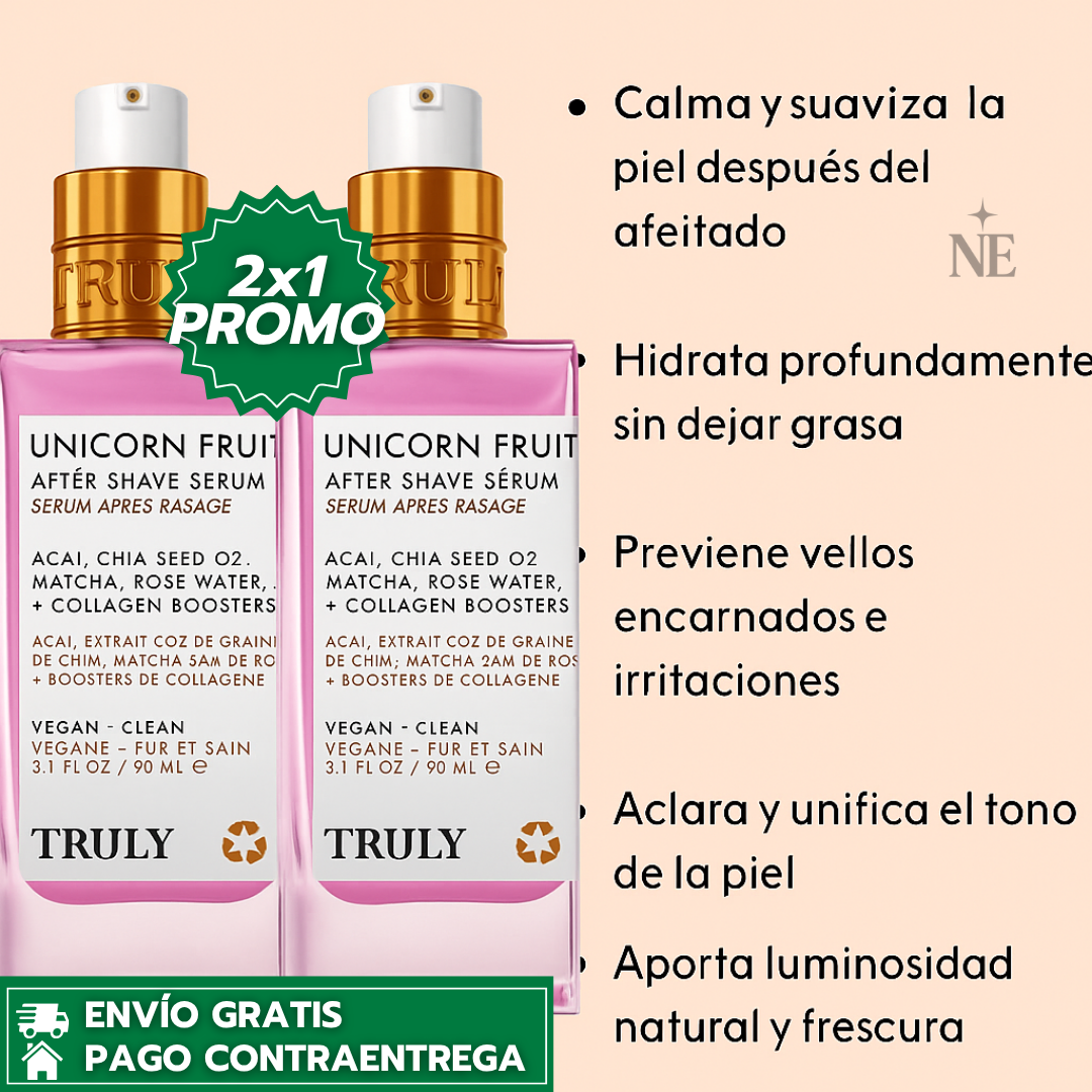 Oferta Especial 2x1: Truly™ ORIGINAL - Unicorn Fruit: Sérum que Calma, Hidrata y Aclara tras el Afeitado